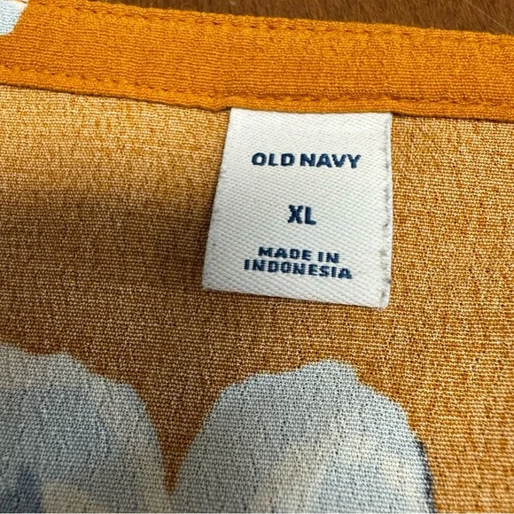 Old Navy Empire-Waist Split-Neck Floral Midi Dress Mustard Floral Tiered Size XL - Picture 7 of 15